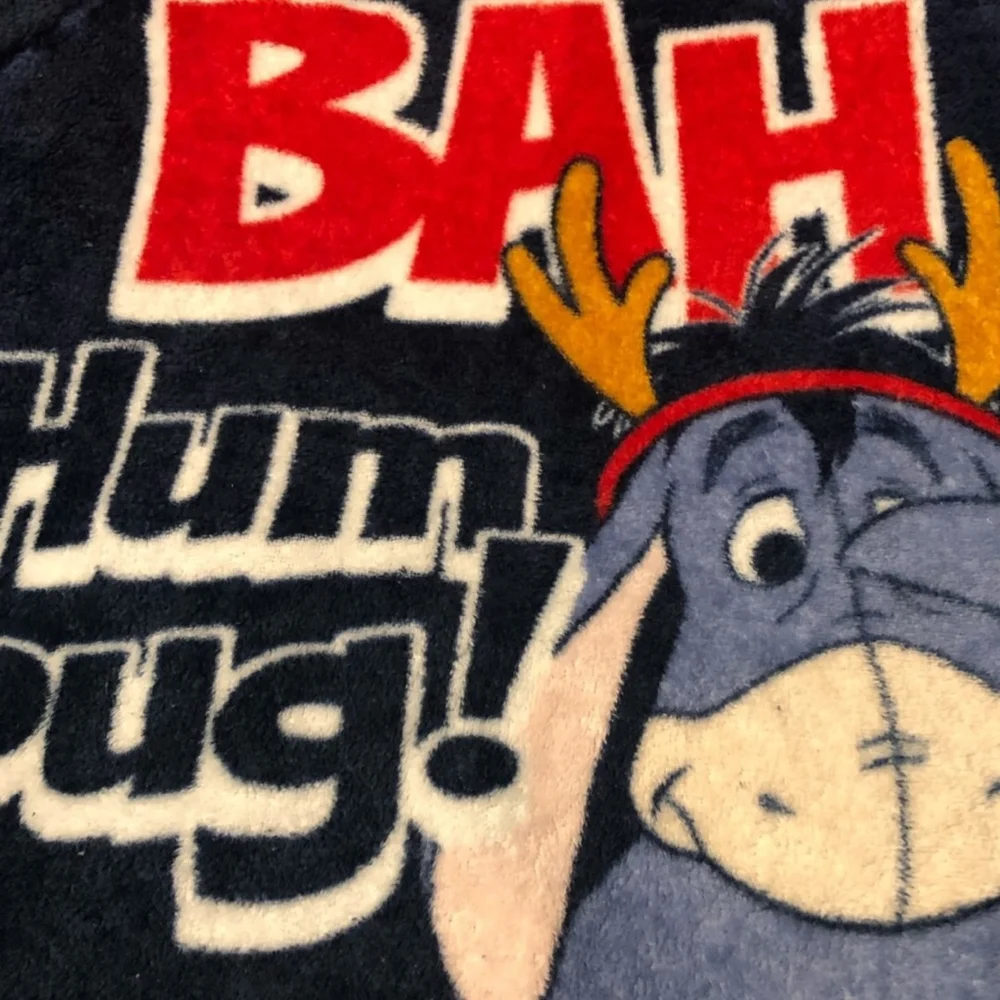 Disney Eeyore Bah Humbug Blue Red Pajama Top Size M